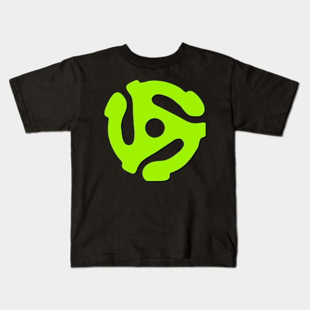 Neon green 45 rpm record adaptor, music geeks Kids T-Shirt by LittleBean